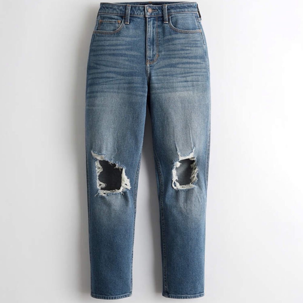 High Waisted Ripped Mom Jeans